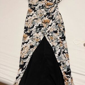 Lulu's Multicolored One Shoulder Wrap Gown